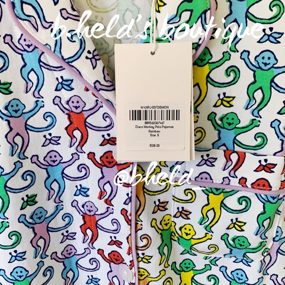 Roller Rabbit Disco Monkey Polo Pajamas in Rainbow Size Small S Brand New NWT - Picture 5 of 16
